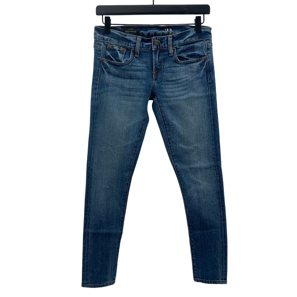 J. Crew Classic Toothpick Skinny Jeans sz 24 Blue Med Wash Ankle Low Rise